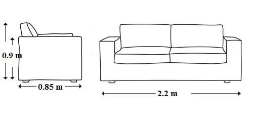 Kích thước Sofa góc chữ L phổ biến cho phòng khách