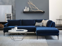 Sofa chữ L màu xanh nước biển đậm